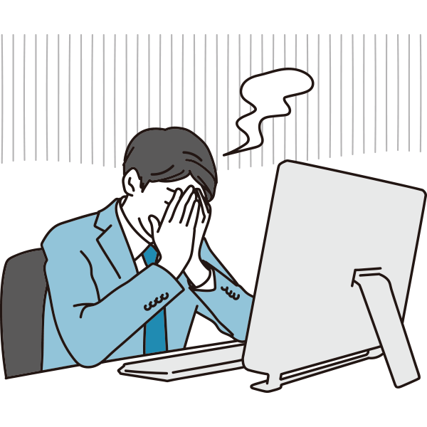 Web運用のミスに落ち込む男性のイメージイラスト